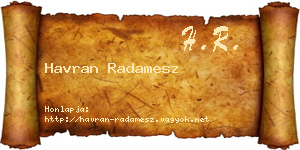 Havran Radamesz névjegykártya